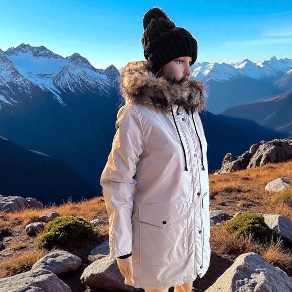 Faux Fur Mid-Length Hooded Parka with Large Pockets. NWT - Picture 3 of 14